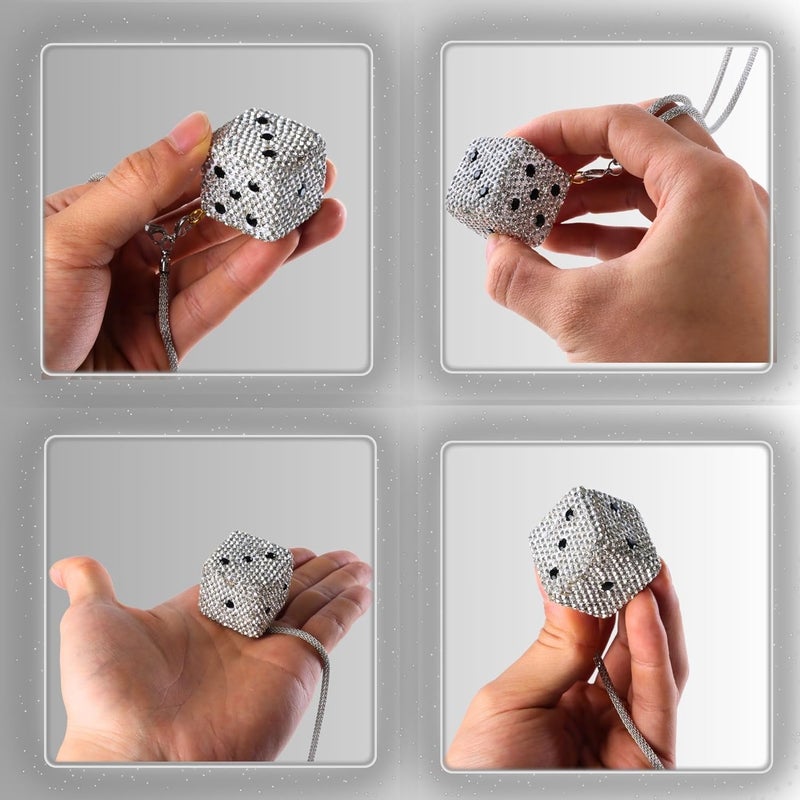 MOTOFITOOL Creative Hanging Dice with Dots Car Rearview Mirror Charm, Bling Car Charm, Rear View Mirror Accessories, Stylish Auto Interior Decor - Image 2